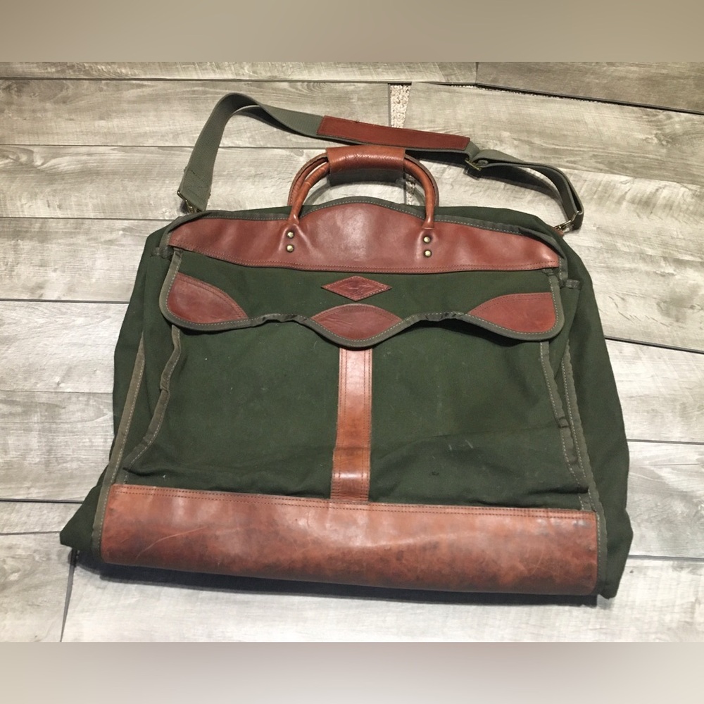 Diamond Bluff Battenkill Leather Duffel Travel Garment Clothing Bag Vintage USA